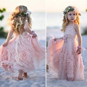 Boho Dusty Rose Chiffon dress - child size 4
